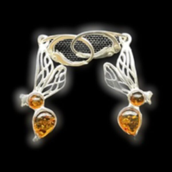 Amber Sterling Silver Earrings - Bee